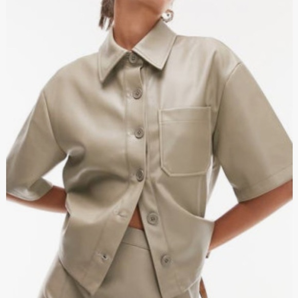 NWT TopShop Faux Leather Top - Picture 1 of 8